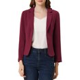 thumbnail image 1 of INSPIRE CHIC Blazer pour Femme à devant Ouvert Veste de Tailleur Courte d'Été pour le Travail TP Bourgogne-Uni, 1 of 7