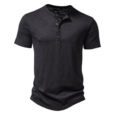 Erwazi Chandails Henley de Mode pour Hommes Décontractés à Manches Courtes T-Shirt à Boutons avec Poche Haut de Base Quotidien