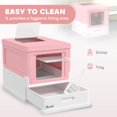 thumbnail image 3 of Bac à Litière pour Chat Fermé à Entrée par le Haut avec Pelle, Plateau, Entrée avant, Grand Espace, Pliable, Portable, Rose, 3 of 6