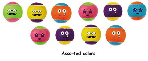 MPP Jouets Balle de Tennis pour Chien à Rapporter Double Face Visage Drôle Couleur Vive 2,5 Pouces Paquets en Vrac (10)