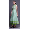thumbnail image 3 of Bimba Pastel Mint2 Aquarelle Kurti Indienne Longue pour Femmes Tenue de Fête Imprimée Sans Manches Robe Anarkali Kurti Moyen, 3 of 6