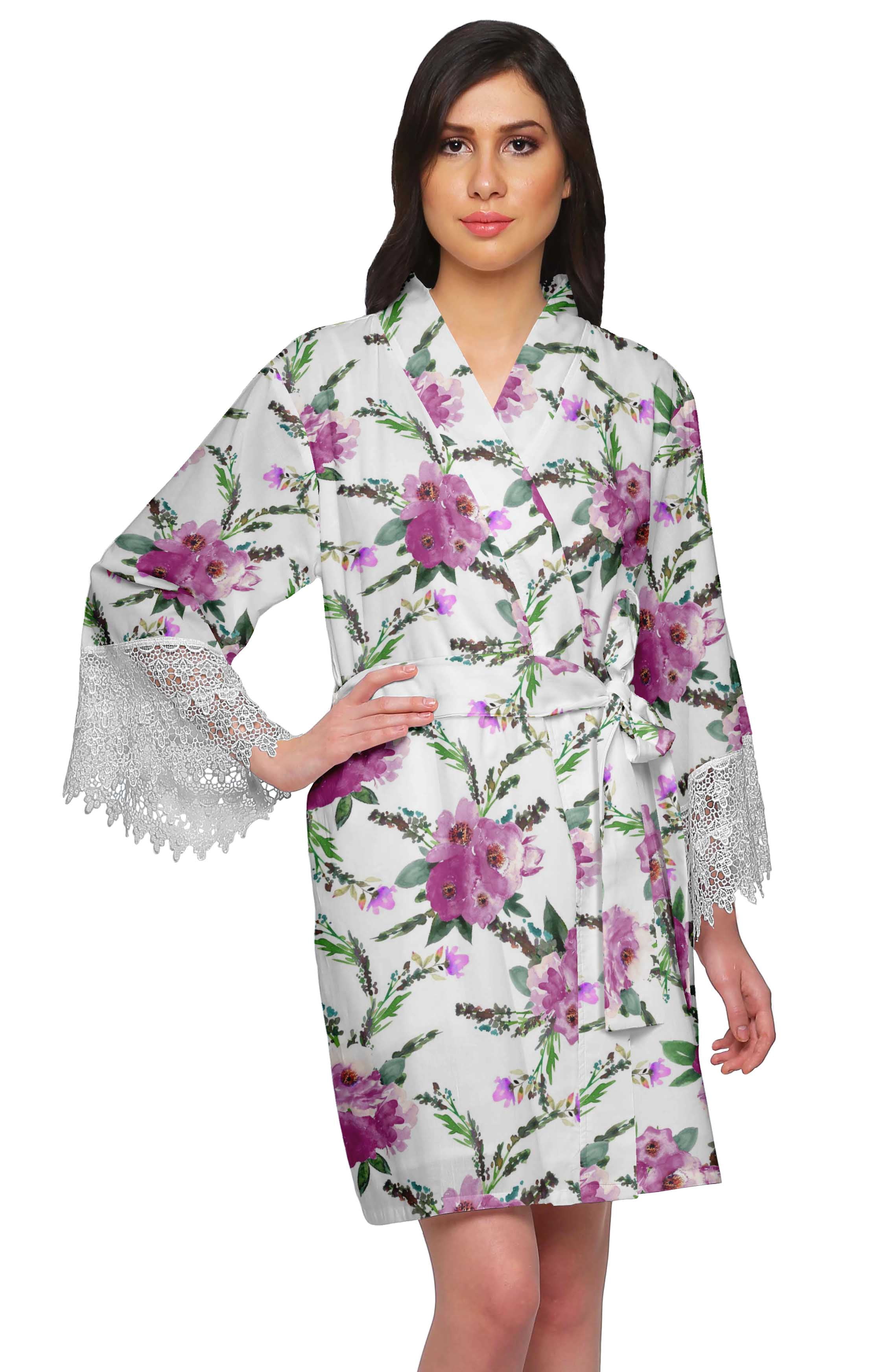 Moomaya Printed Bridesmaid Robes Short Bride Getting Ready Dress Loungewear