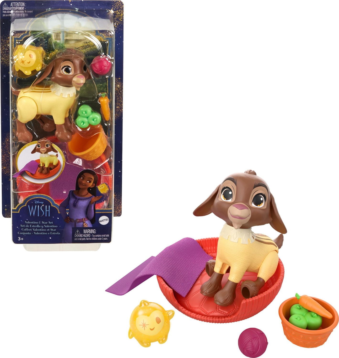Disney Wish Valentino & Star Set with 2 Figures & 6 Accessories, Goat Figure Bends Back Legs