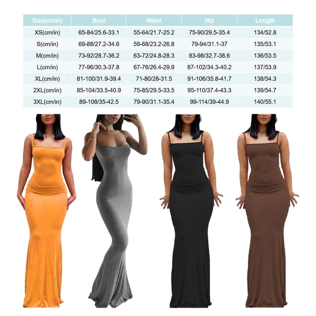 stanreset Jupe Longue Bodycon Robe de Soirée Vêtements pour Cami Spaghetti Sans Manches Forme du Corps Polyvalent Jolie Tenue d'Été Gris / S