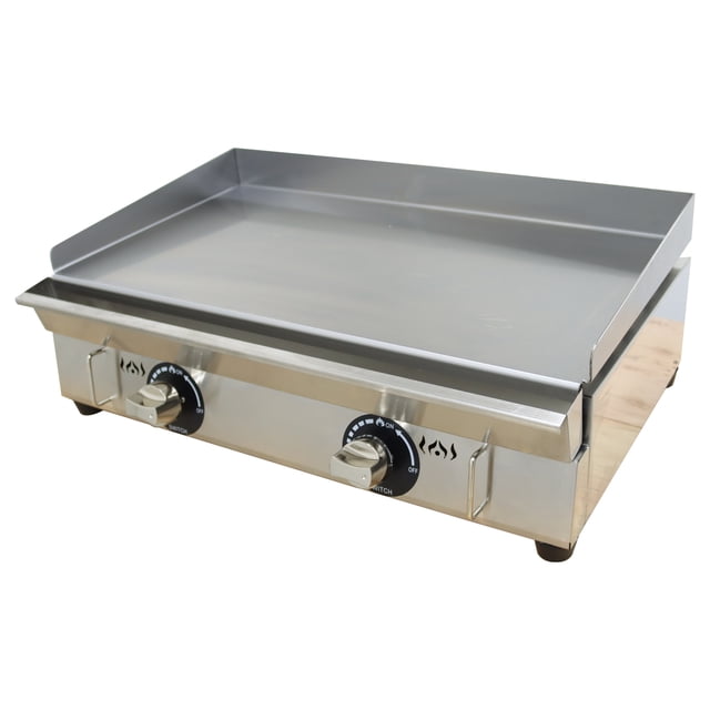 Gril au Gaz GPL de Comptoir, Plaque de Cuisson Plate, Gril avec Contrôle de Température Réglable, 2800 Pa, Acier Inoxydable