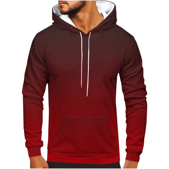Rbaofujie Chandails d'Automne Hommes Décontractés Mode Col Rond Poches Imprimé Dégradé Chandail à Enfiler Manches Longues Hauts Chandail à Capuche Chandails à Capuche pour Hommes