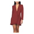 thumbnail image 4 of bebe Pleated Blazer Dress Red XS, 4 of 7