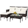 thumbnail image 2 of Costway 3PCS Patio Rattan Furniture Set 3-Seat Sofa Cushioned Table Garden, 2 of 10