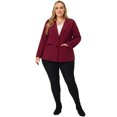 thumbnail image 3 of GRACE & GRANDEUR Women's Plus Size Fall Workwear Notched Lapel Button Down Office Blazer 3X Burgundy, 3 of 5