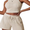 thumbnail image 1 of Ladies Shorts Set  Sleeveless Crew Neck Top with Matching Solid Shorts, 1 of 4