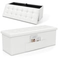 thumbnail image 1 of Costway 43 Inches Folding Storage Ottoman Bench Foot Rest Stool with Side Pocket White, 1 of 10