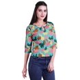 thumbnail image 2 of Moomaya Printed Keyhole Neck Ring Top Casual 3/4th Sleeve Tees Tank Tunic Top, 2 of 5