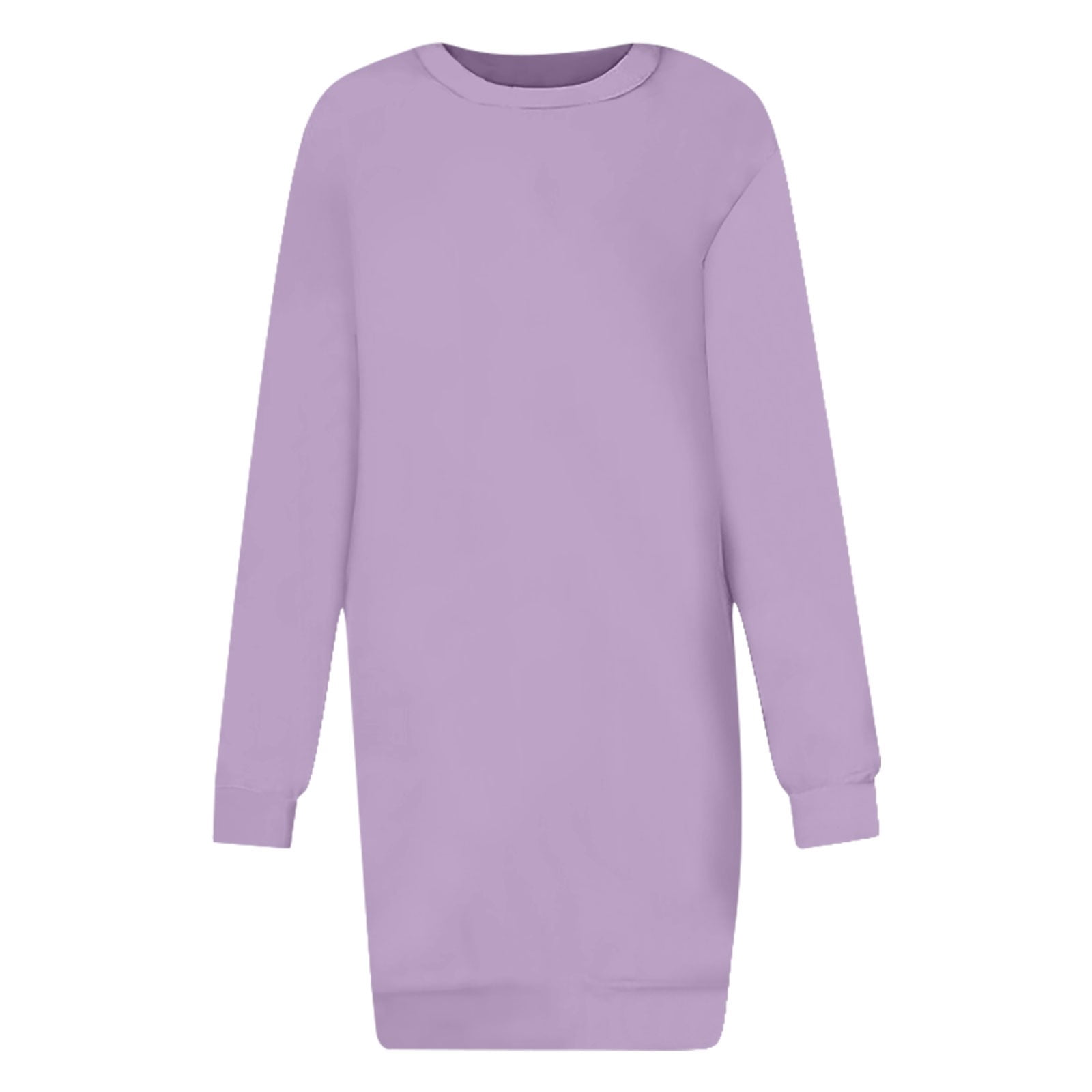 cfhntfmh Robes Chandails pour Femmes Chaudes à Col Rond Robe Mini à Enfiler Douce à Manches Longues Couleur Unie Chemises Surdimensionnées