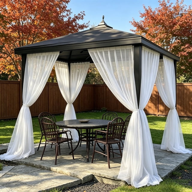 Rideaux d'Extérieur à Passe-Tringle, Draperies en Polyester Résistantes à la Décoloration et Imperméables pour Pergola, Patio, Gazebo, 1 Pce