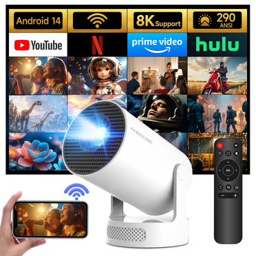 Magcubic Projecteur 8K, Mini Projecteur avec Wi‐Fi 6 et BT5.4, Haut‐parleur Soundbase 5 W, Rotatif à 180° Portable pour la Maison et les Films en Plein Air HY300Pro+