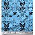 thumbnail image 1 of Soimoi Polyester Crepe Fabric Leaves,Floral & Butterfly Print Fabric by The Yard 52 Inch Wide, 1 of 3