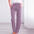 thumbnail image 2 of 2025 Women High Waisted Wide Plus Size Pants for Women Work Casual High Waist Leg Pants Casual Drawstring Elastic Trousers Comfy Straight Linen Pants for Women Casual Leg Long Pants with, 2 of 5