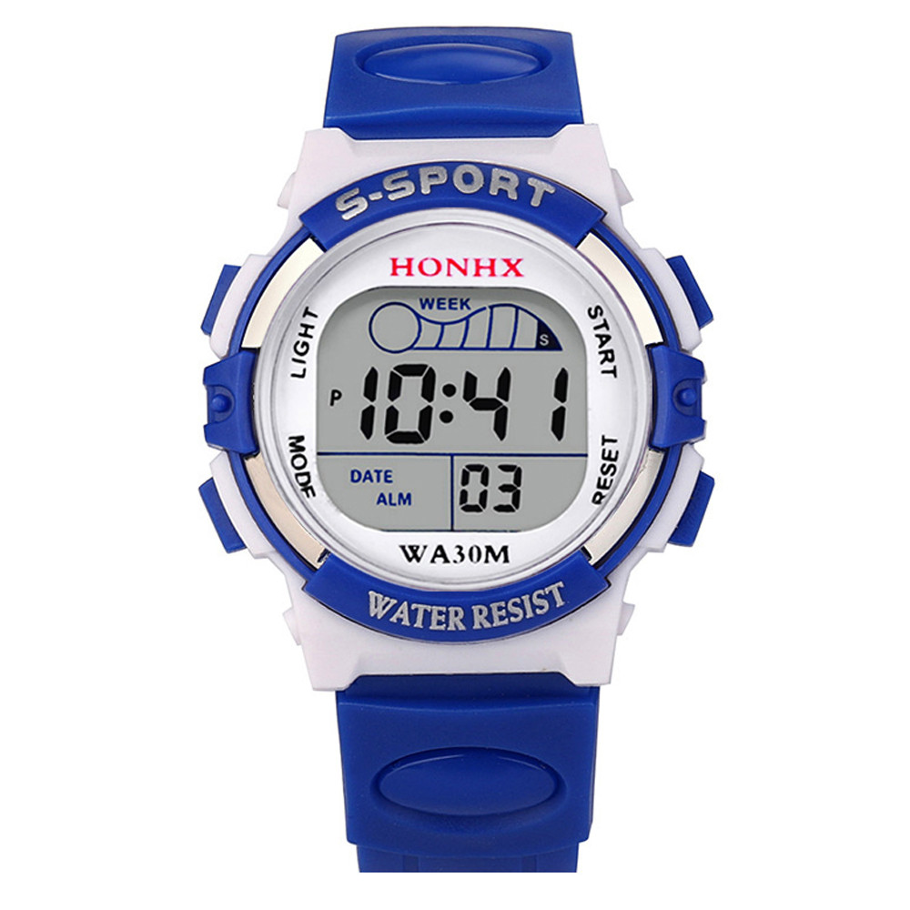 Waterproof Children Boys Digital LED Sports Watch Kids Alarm Date Watch Gift