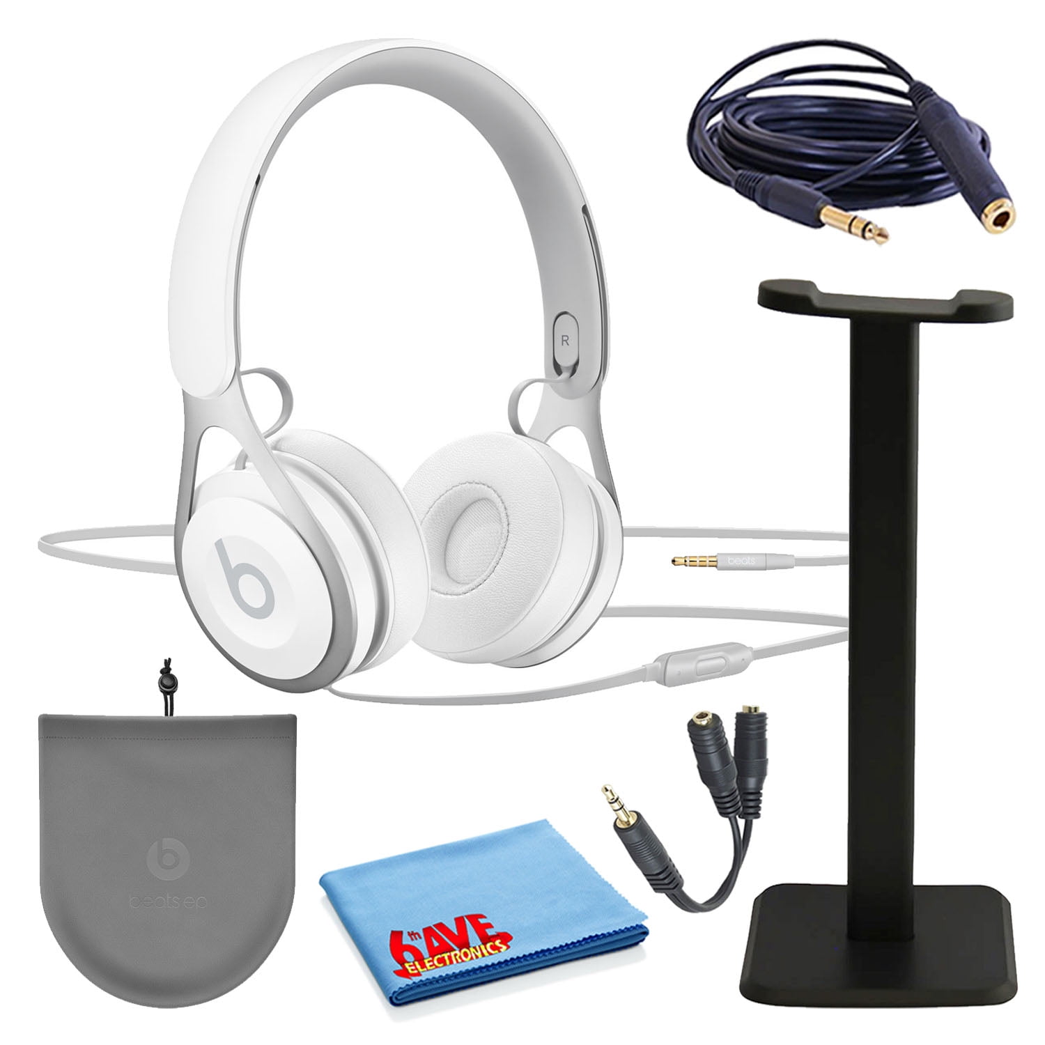 Beats EP On-Ear Wired Headphones - White (ML9A2LL/A) Bundle with