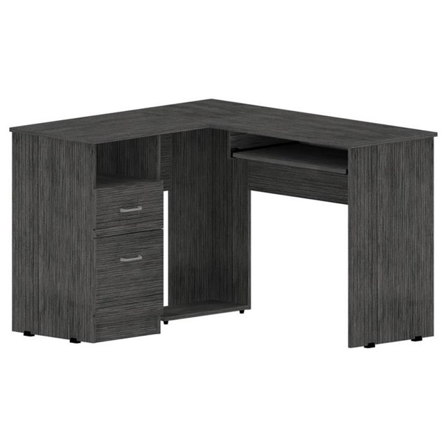Tuhome - Engineered Wood Modern Mix L-Shaped Desk - Smoky Oak