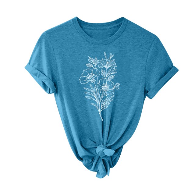 Pompotops T-shirt à Manches Courtes Imprimé Mode pour Femmes Blouse Décontractée Ample en Solde