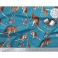 thumbnail image 3 of Soimoi Blue polyester Crepe Fabric Kangaroo & Giraffe Animal Printed Fabric 1 Yard 52 Inch Wide, 3 of 3