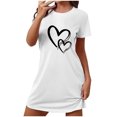 thumbnail image 1 of Rbaofujie Chemises de Nuit pour Filles Chemise de Nuit Courte Surdimensionnée pour Femmes Imprimée à Col Rond et Manches Courtes Robe Pantalon de Pyjama pour Femmes, 1 of 4