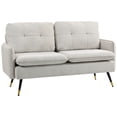 thumbnail image 1 of HOMCOM 55" Loveseat Sofa with Button Tufted Back Steel Legs for Bedroom, 1 of 10
