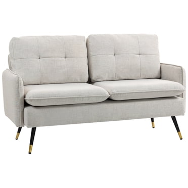 HOMCOM 55" Loveseat Sofa with Button Tufted Back Steel Legs for Bedroom