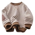 thumbnail image 1 of RXIRUCGD Chandail en Molleton Rayé Unisexe pour Enfants Filles Garçons Manches Longues Col Rond Chandail en Molleton Tendance Pull Décontracté Hauts Pulls Tenues d'Automne Vêtements d'Hiver 2024, Chandail en Molleton Marron pour Filles Taille 8-9 Ans, 1 of 3