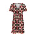 thumbnail image 3 of EGNMCR Robes de Fête pour Femmes Femmes Grande Taille Été Décontracté Manches Courtes Col en V Manches Imprimées Robes Robe Ample, 3 of 8