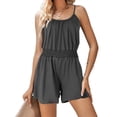 thumbnail image 4 of Timegard Rompers for Women Scoop Neck Elastic Waist Short Jumpsuit Casual Comfy Solid Color Outfits, 4 of 8