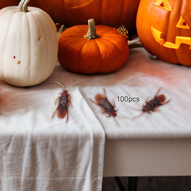 WAITLOVER 5 Pcs Jouets de Faux Cafards en Plastique Réalistes, Gadgets de Farces d'Halloween, Accessoires d'Insectes Effrayants pour Blagues de Fête