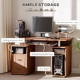 thumbnail image 4 of HOMCOM Computer Desk with Keyboard Tray, CPU Stand, Writing Desk with Drawers, Workstation for Home Office, Walnut Brown, 4 of 10