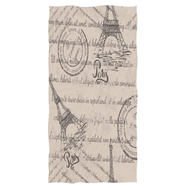 Serviettes à Main Tour Eiffel Motif Tampons Rétro Serviette Paris Ultra Douce Très Absorbante Serviette de Salle de Bain Multifonction pour Main, Visage, Gym, Sports et Spa Décoration Maison, 16x30 Po