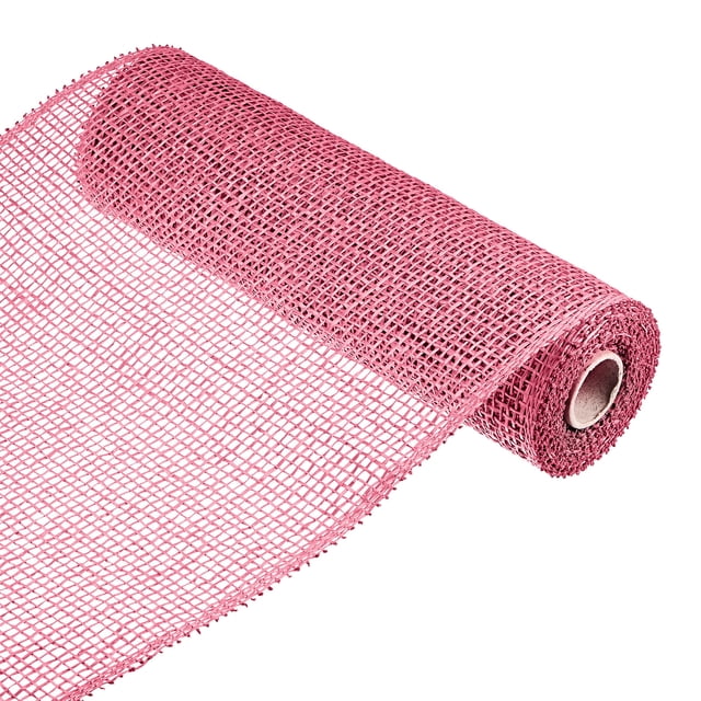 Unique Bargains PP Burlap Mesh 10' x 5 Yards Decorative Wrapping Ribbon, Rose Pink 1 Roll
