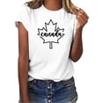 thumbnail image 1 of Povozer T-Shirts pour Femmes Canada Drapeau de la Fête du Canada Manches Courtes Feuille d'Érable T-Shirt Haut (Blanc, P), 1 of 5