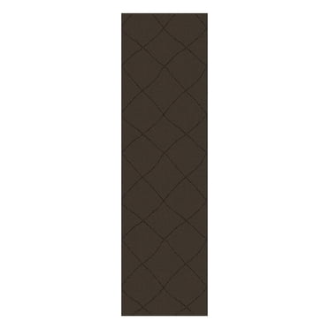 Mainstays Indoor Modern Geometric Machine Tufted Dark Brown Runner Rug, 2' x 7', Machine Washable, Non-Skid Backing