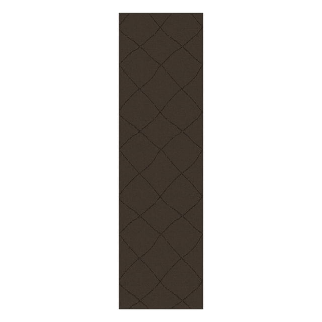 Mainstays Indoor Modern Geometric Machine Tufted Dark Brown Runner Rug, 2' x 7', Machine Washable, Non-Skid Backing