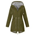 thumbnail image 1 of Women Hooded Thick Jacket Long Sleeve Drawstring Design Windbreaker Spring Autumn Outdoor Coat, 1 of 6