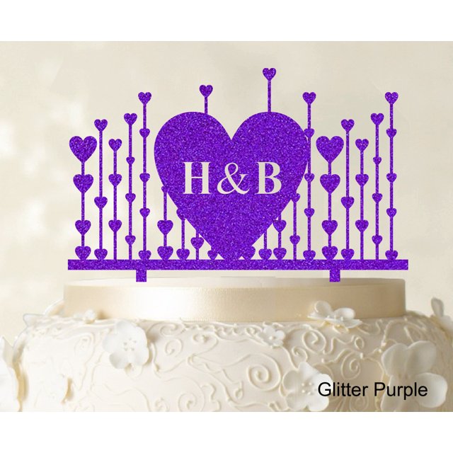 Monogram Cake Topper First Name Initial Heart Cake Topper