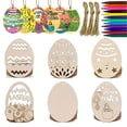 thumbnail image 2 of 1 Set Easter Egg Pendant Creative Shape Exquisite Pattern Smooth Edge Burr Free Easy to Hang Wooden Egg Hanging Pendant Decal DIY Craft Kit Home Supplies, 2 of 8