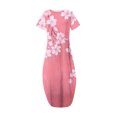 thumbnail image 3 of Ovzne Robes pour Femmes 2025 Robe Mode Robe Décontractée pour Femmes Imprimée à Manches Courtes Col Rond Robe avec Poches Grande Taille Robe Maxi à Manches Courtes Imprimée Liquidation, 3 of 4