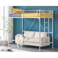 thumbnail image 2 of Ktaxon Upgrated Twin Loft Bed with Ladder Metal Bunk Bed with Flat Step Ladder for Kids Teens Adults, White, 2 of 12