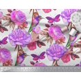 thumbnail image 2 of Soimoi Purple Modal Satin Fabric Hummingbird,Insect & Floral Print Fabric by Yard 42 Inch Wide, 2 of 3