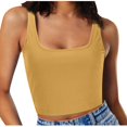 thumbnail image 2 of Timegard Womens Camis Tops Ribbed Square Neck Sleeveless Crop Top Solid Color Casual Going out Tank Top, 2 of 6