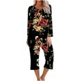 thumbnail image 2 of Ensembles de Gym pour Femmes 2 Pcs 2 Pcs Col Rond à Manches Longues pour Femmes Ensemble de Pyjama Confortable pour la Maison Ensemble de Sport Tenue de Détente Ensembles pour Femmes en Liquidation, 2 of 5
