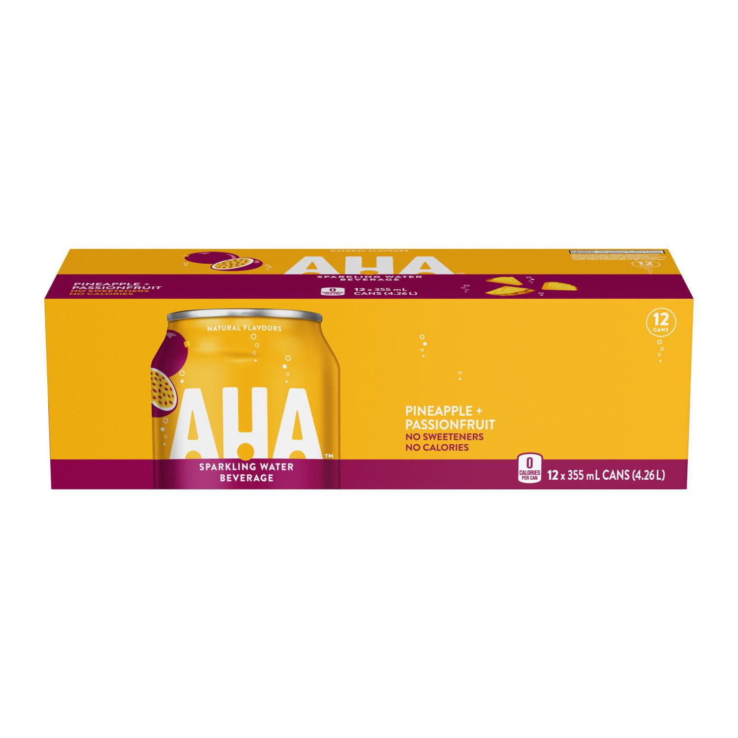 AHA Ananas + Fruit de la Passion Fridge Pack Cannettes, 355 mL, 12 Pack