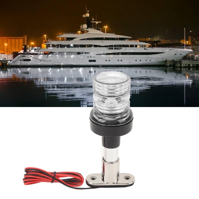 Stern Light, 6 Inch 2 NM LED Boat Anchor Light, Aluminum Pole & Removable Stainless Steel Base Navigation Lights, IP66 Waterproof 360 All Round Light for Pontoon and Fishing Boat