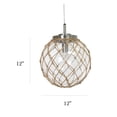 thumbnail image 3 of Elegant Designs Buoy Netted Brushed Nickel Coastal Ocean Sea Glass Pendant with Natural Rope, 3 of 6